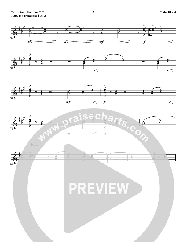 O The Blood (Choral Anthem SATB) Tenor Sax/Baritone T.C. (Lillenas Choral / Arr. Phil Nitz)