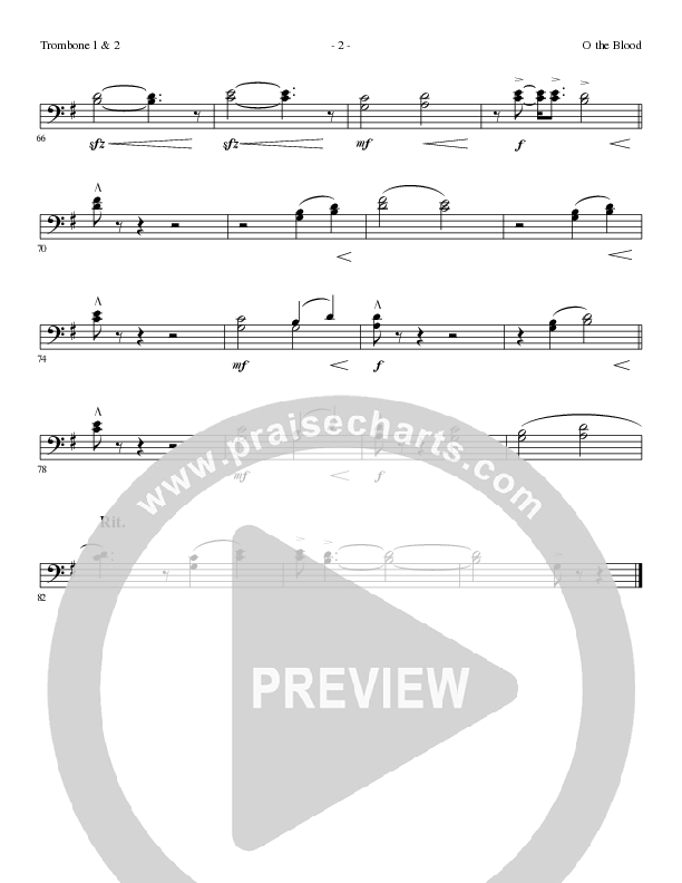O The Blood (Choral Anthem SATB) Trombone 1/2 (Lillenas Choral / Arr. Phil Nitz)