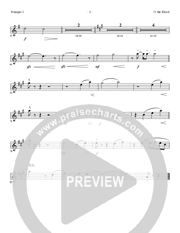 O The Blood (Choral Anthem SATB) Trumpet 1 (Lillenas Choral / Arr. Phil Nitz)