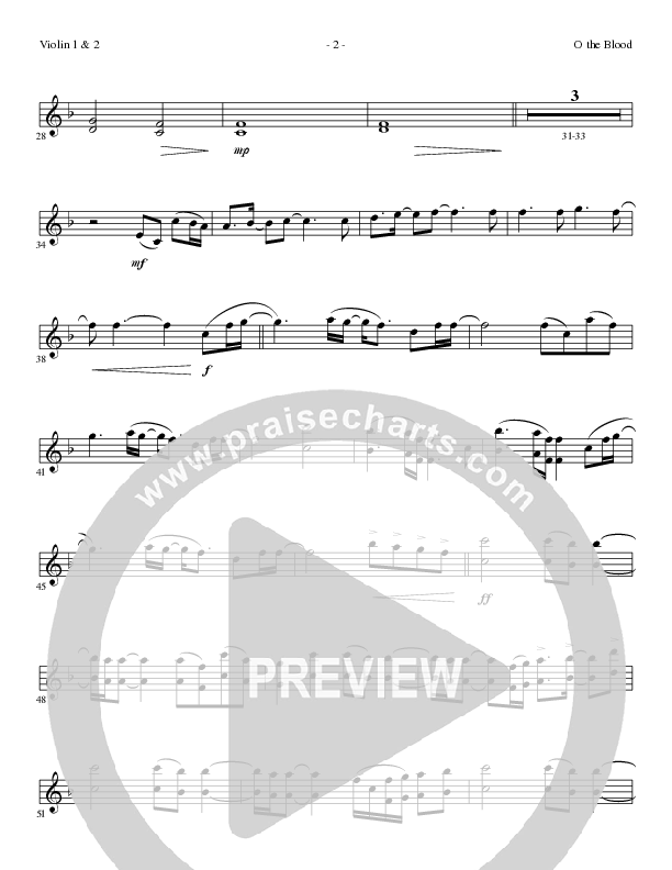 O The Blood (Choral Anthem SATB) Violin 1/2 (Lillenas Choral / Arr. Phil Nitz)