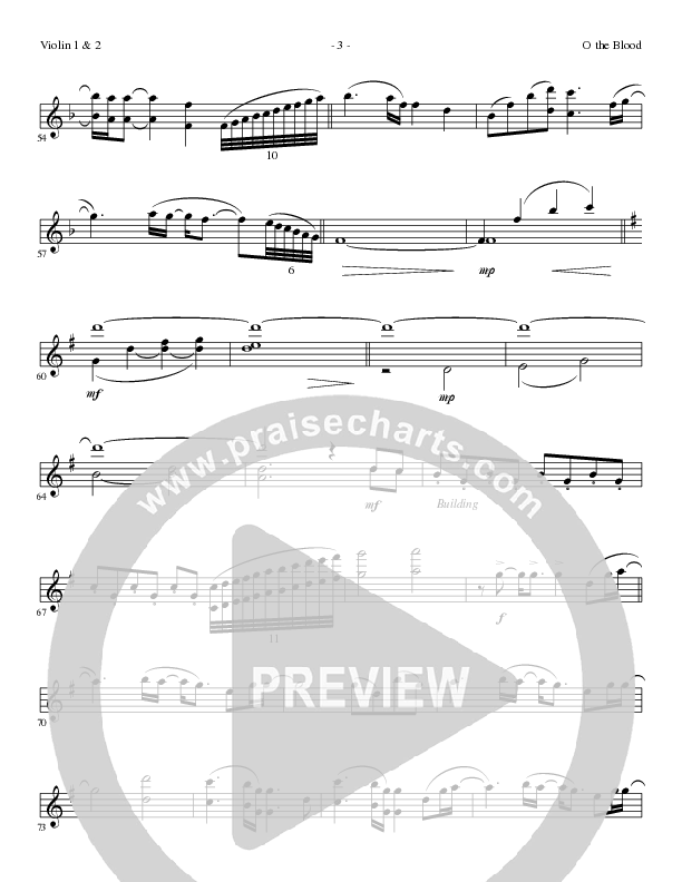 O The Blood (Choral Anthem SATB) Violin 1/2 (Lillenas Choral / Arr. Phil Nitz)