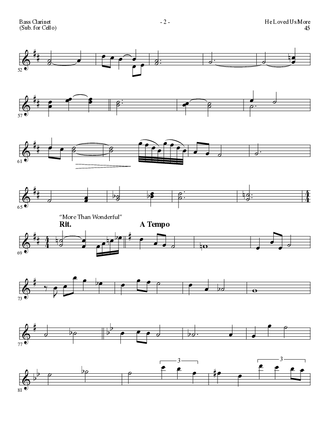 He Loved Us More (Choral Anthem SATB) Bass Clarinet (Lillenas Choral / Arr. Mike Speck)