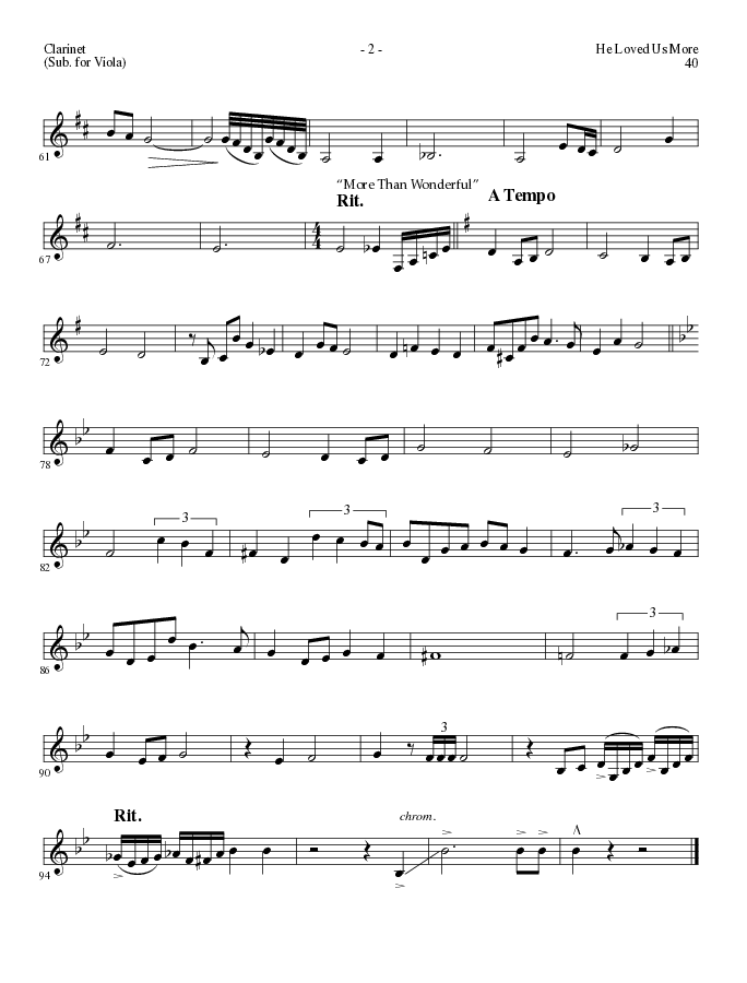 He Loved Us More (Choral Anthem SATB) Clarinet (Lillenas Choral / Arr. Mike Speck)
