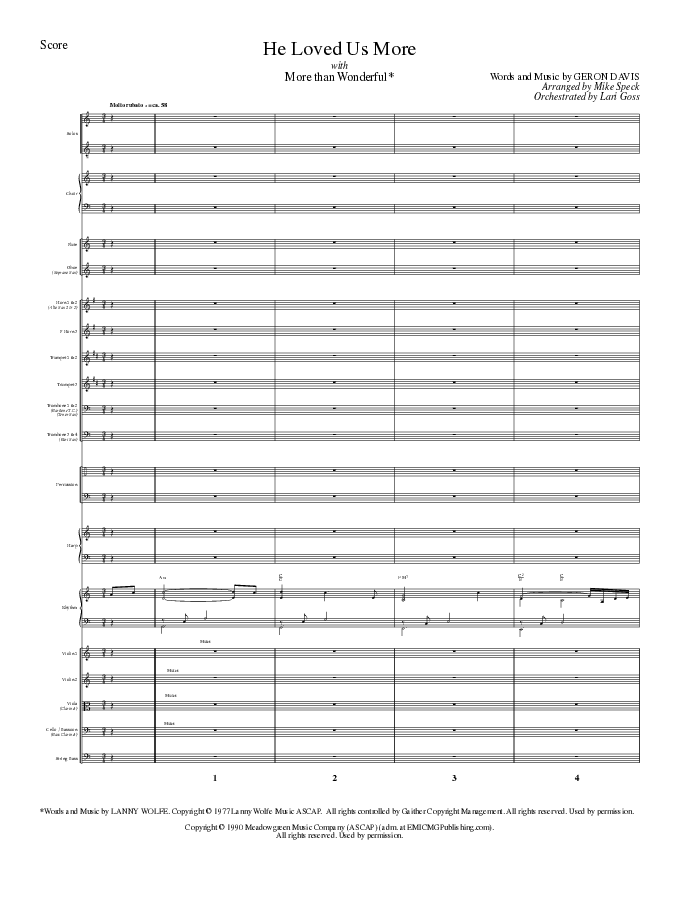 He Loved Us More (Choral Anthem SATB) Orchestration (Lillenas Choral / Arr. Mike Speck)