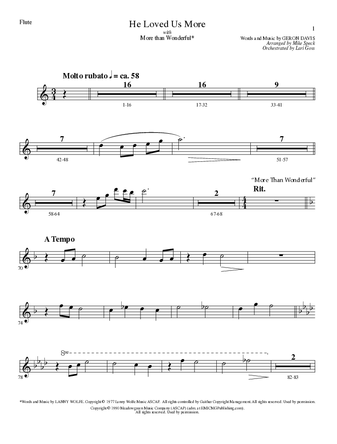 He Loved Us More (Choral Anthem SATB) Flute (Lillenas Choral / Arr. Mike Speck)