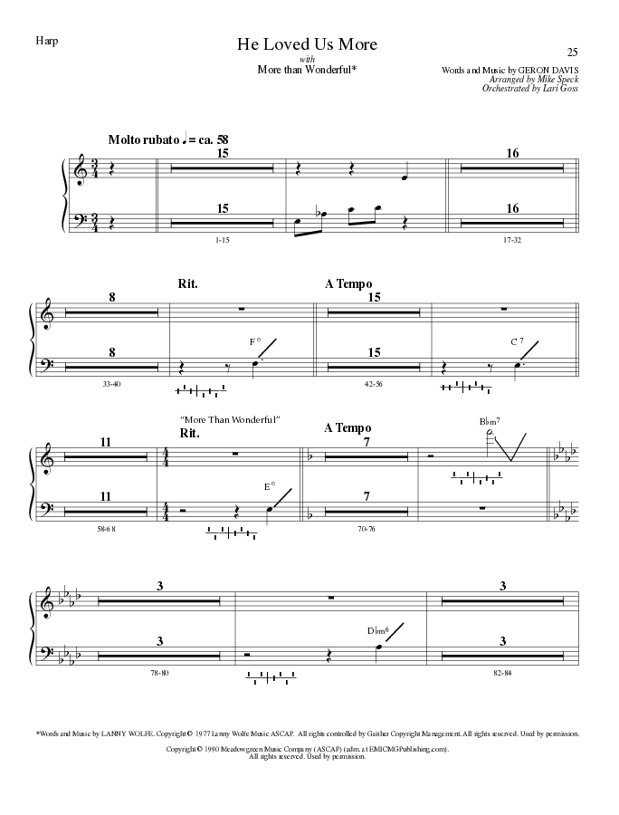 He Loved Us More (Choral Anthem SATB) Harp (Lillenas Choral / Arr. Mike Speck)
