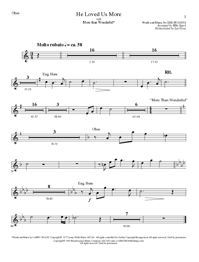 He Loved Us More (Choral Anthem SATB) Oboe (Lillenas Choral / Arr. Mike Speck)