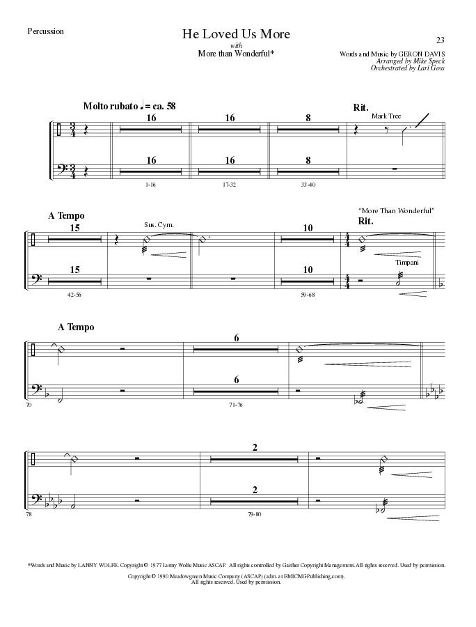 He Loved Us More (Choral Anthem SATB) Percussion (Lillenas Choral / Arr. Mike Speck)