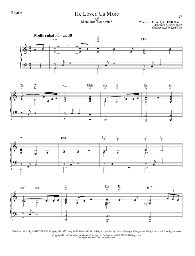 He Loved Us More (Choral Anthem SATB) Rhythm Chart (Lillenas Choral / Arr. Mike Speck)