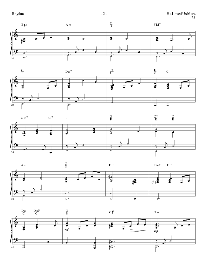 He Loved Us More (Choral Anthem SATB) Rhythm Chart (Lillenas Choral / Arr. Mike Speck)