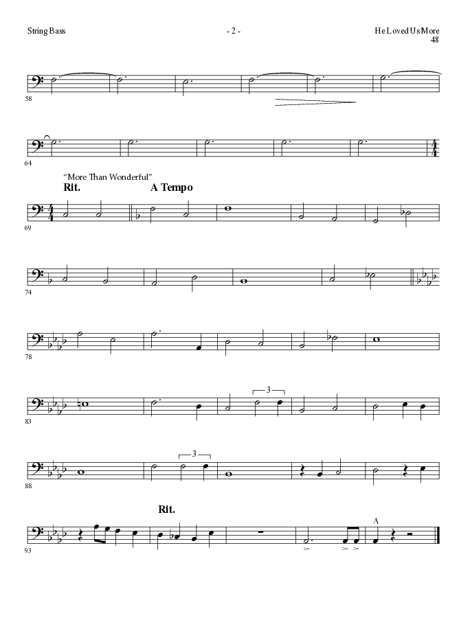 He Loved Us More (Choral Anthem SATB) String Bass (Lillenas Choral / Arr. Mike Speck)