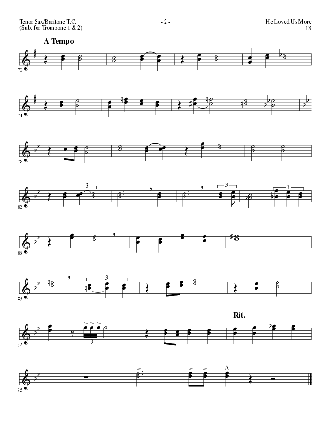He Loved Us More (Choral Anthem SATB) Tenor Sax/Baritone T.C. (Lillenas Choral / Arr. Mike Speck)