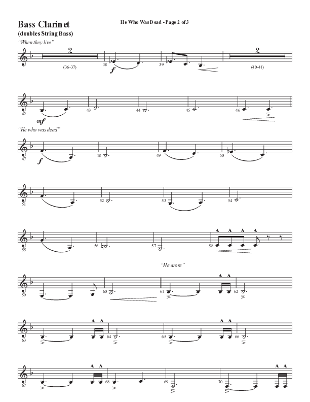 He Who Was Dead (Choral Anthem SATB) Bass Clarinet (Word Music Choral / Arr. Cliff Duren)