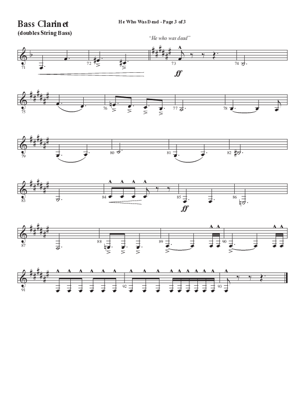 He Who Was Dead (Choral Anthem SATB) Bass Clarinet (Word Music Choral / Arr. Cliff Duren)