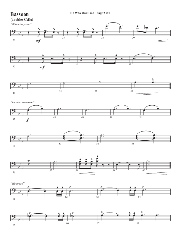 He Who Was Dead (Choral Anthem SATB) Bassoon (Word Music Choral / Arr. Cliff Duren)