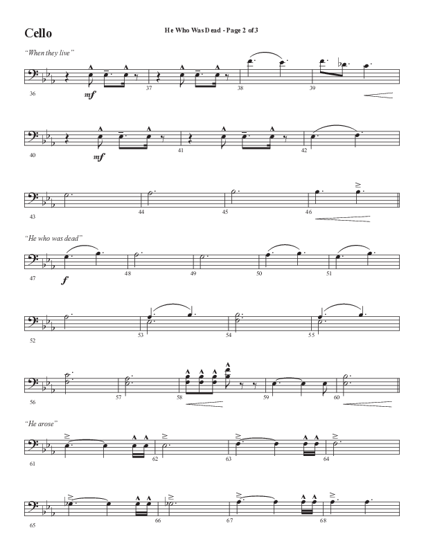 He Who Was Dead (Choral Anthem SATB) Cello (Word Music Choral / Arr. Cliff Duren)
