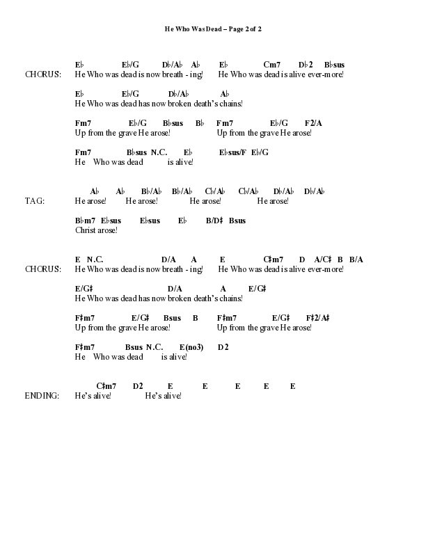 He Who Was Dead (Choral Anthem SATB) Chord Chart (Word Music Choral / Arr. Cliff Duren)