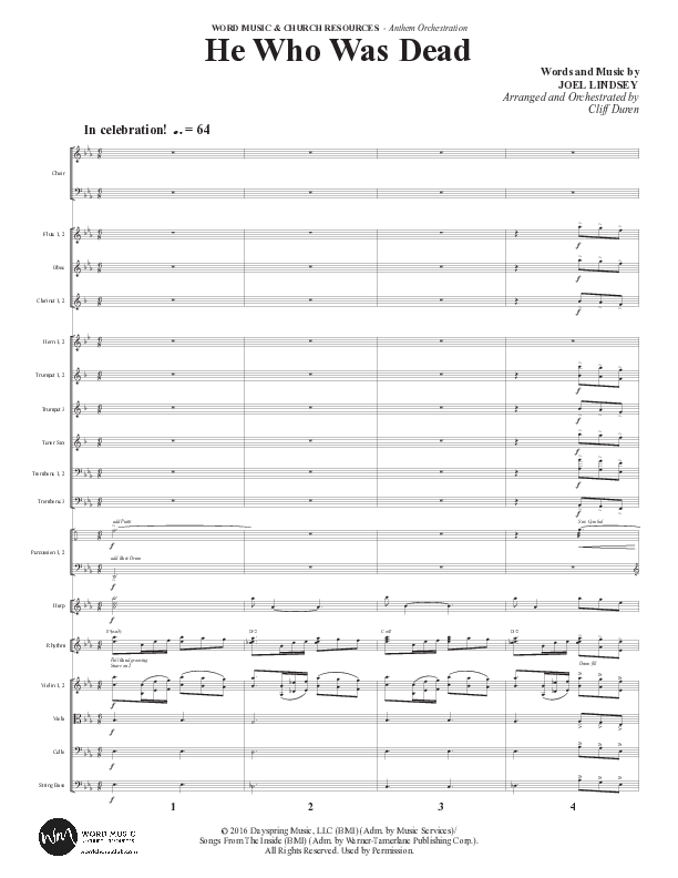 He Who Was Dead (Choral Anthem SATB) Orchestration (Word Music Choral / Arr. Cliff Duren)