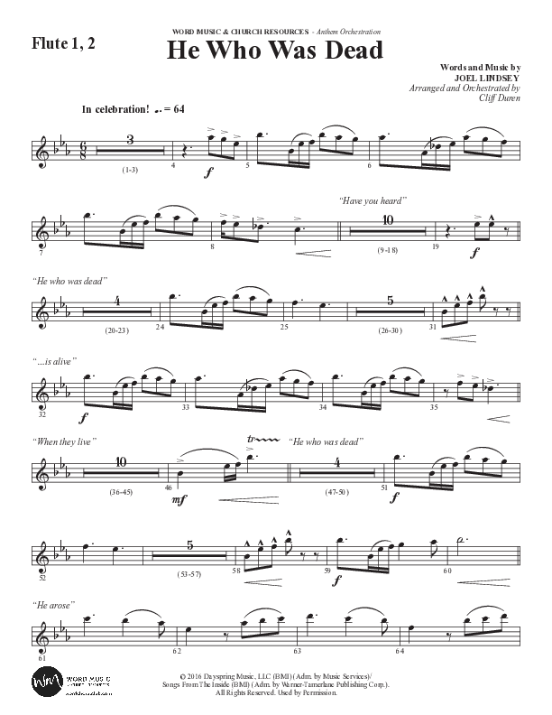 He Who Was Dead (Choral Anthem SATB) Flute 1/2 (Word Music Choral / Arr. Cliff Duren)