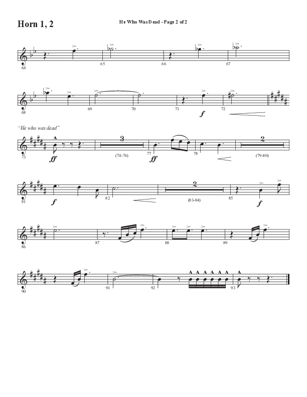 He Who Was Dead (Choral Anthem SATB) French Horn 1/2 (Word Music Choral / Arr. Cliff Duren)