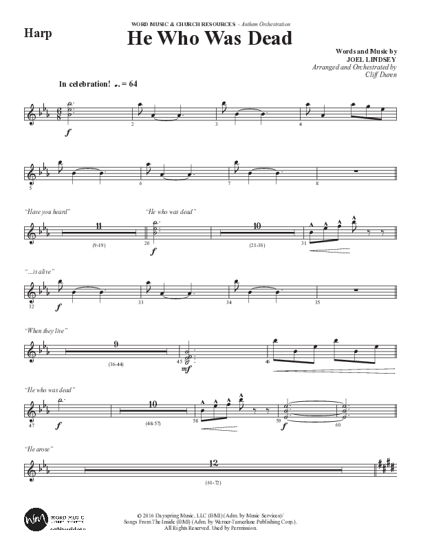 He Who Was Dead (Choral Anthem SATB) Harp (Word Music Choral / Arr. Cliff Duren)