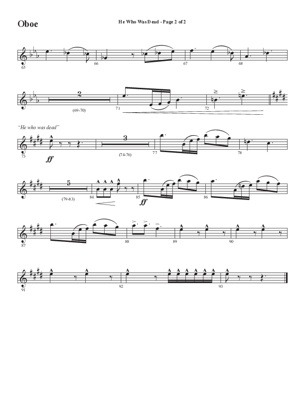 He Who Was Dead (Choral Anthem SATB) Oboe (Word Music Choral / Arr. Cliff Duren)