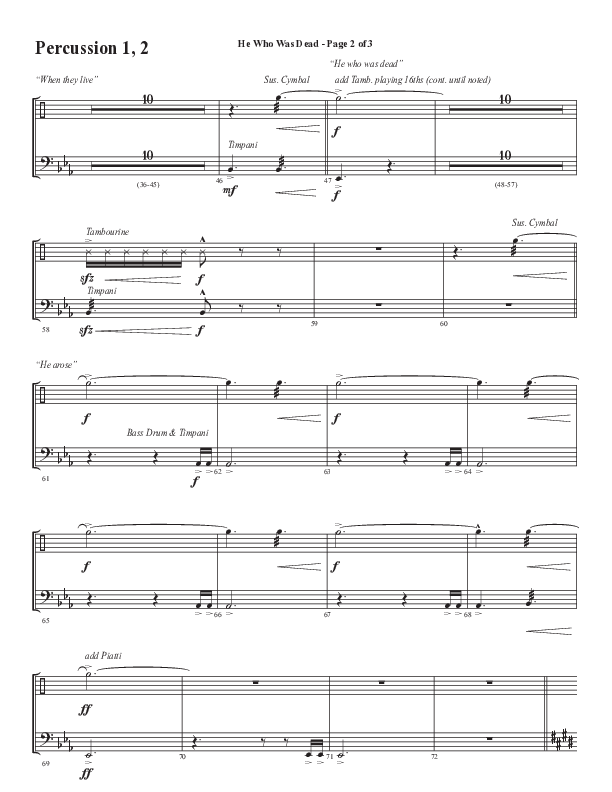 He Who Was Dead (Choral Anthem SATB) Percussion 1/2 (Word Music Choral / Arr. Cliff Duren)