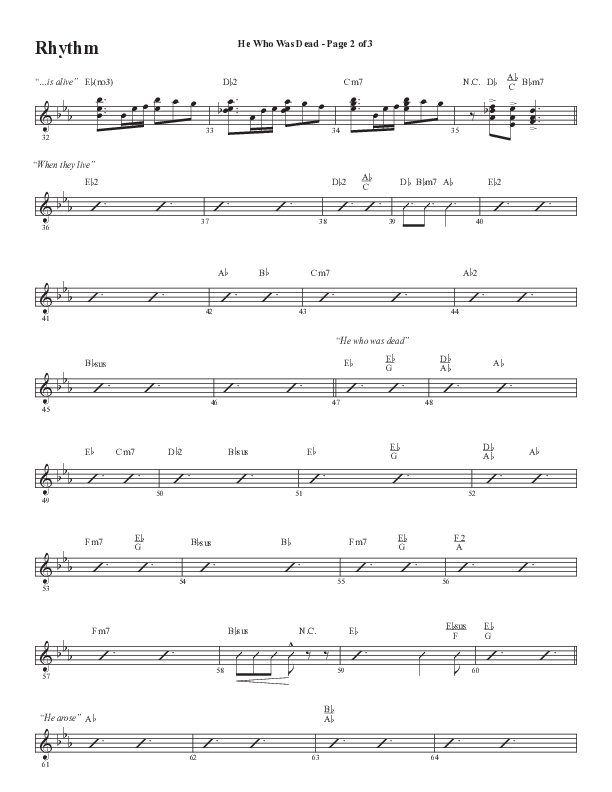 He Who Was Dead (Choral Anthem SATB) Rhythm Chart (Word Music Choral / Arr. Cliff Duren)