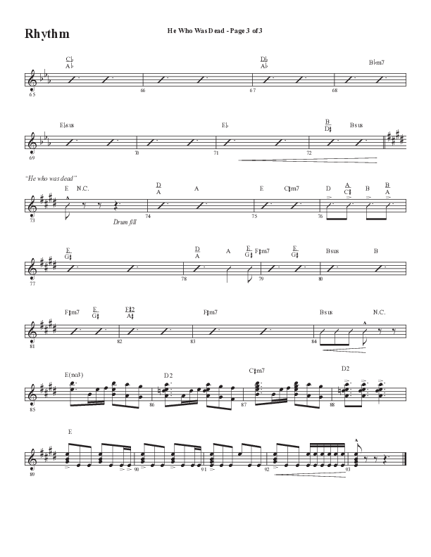 He Who Was Dead (Choral Anthem SATB) Rhythm Chart (Word Music Choral / Arr. Cliff Duren)
