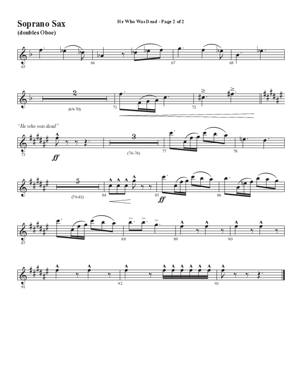 He Who Was Dead (Choral Anthem SATB) Soprano Sax (Word Music Choral / Arr. Cliff Duren)