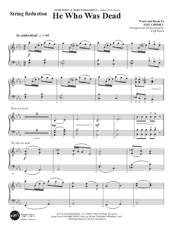 He Who Was Dead (Choral Anthem SATB) String Reduction (Word Music Choral / Arr. Cliff Duren)