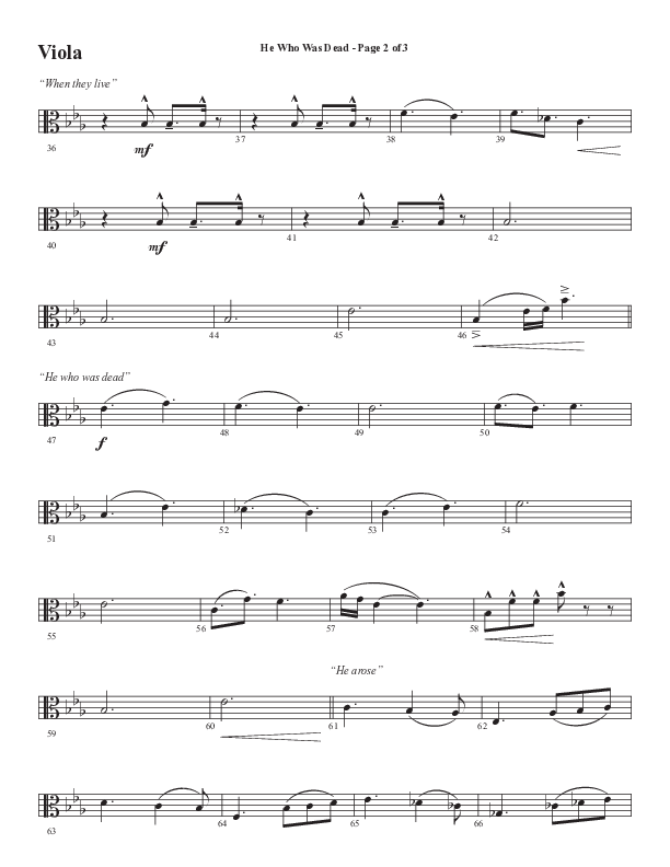 He Who Was Dead (Choral Anthem SATB) Viola (Word Music Choral / Arr. Cliff Duren)