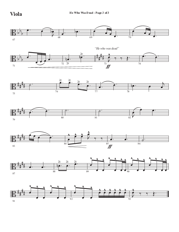 He Who Was Dead (Choral Anthem SATB) Viola (Word Music Choral / Arr. Cliff Duren)