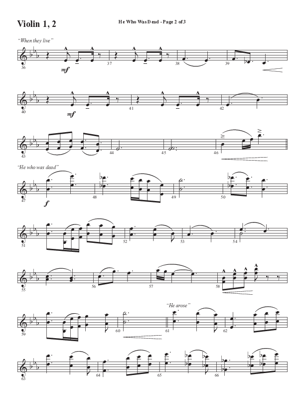 He Who Was Dead (Choral Anthem SATB) Violin 1/2 (Word Music Choral / Arr. Cliff Duren)