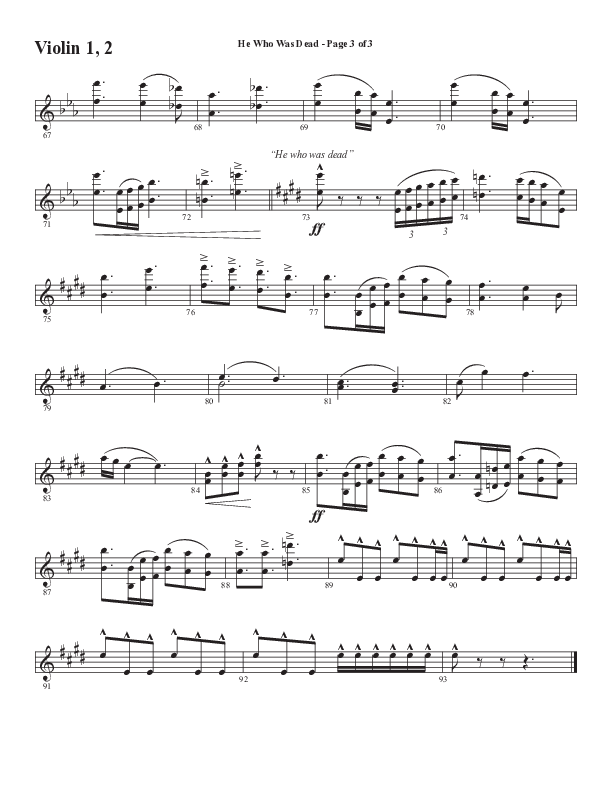 He Who Was Dead (Choral Anthem SATB) Violin 1/2 (Word Music Choral / Arr. Cliff Duren)