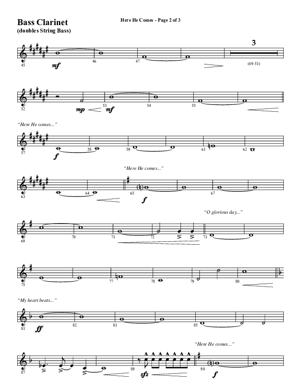 Here He Comes (Choral Anthem SATB) Bass Clarinet (Word Music Choral / Arr. Cliff Duren)