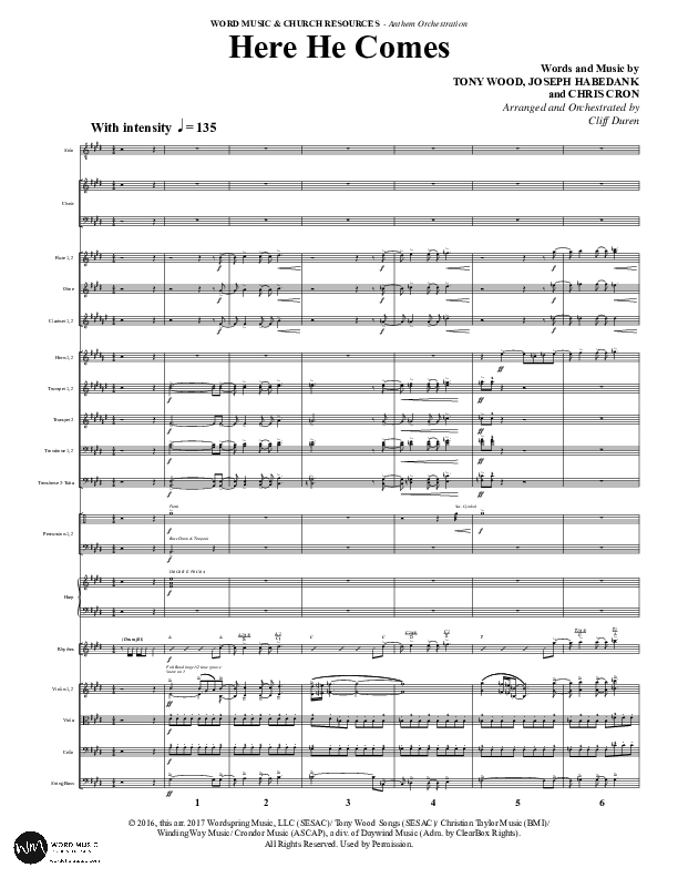 Here He Comes (Choral Anthem SATB) Orchestration (Word Music Choral / Arr. Cliff Duren)