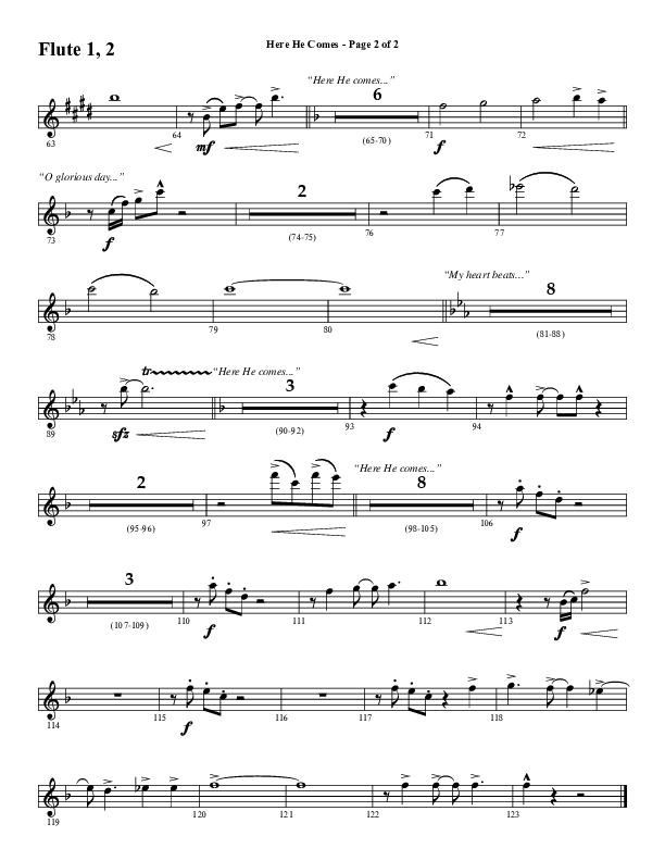 Here He Comes (Choral Anthem SATB) Flute 1/2 (Word Music Choral / Arr. Cliff Duren)