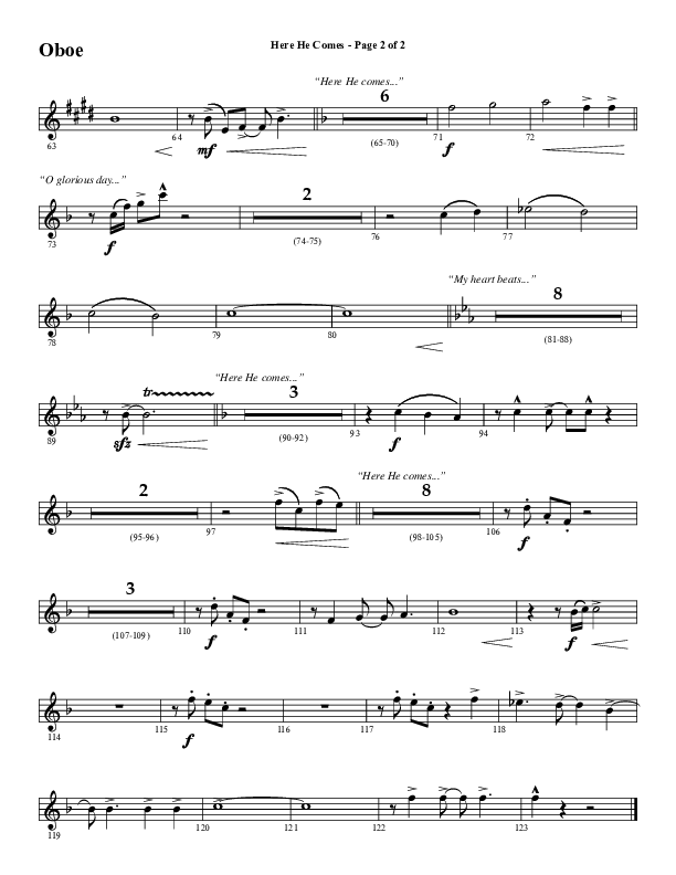 Here He Comes (Choral Anthem SATB) Oboe (Word Music Choral / Arr. Cliff Duren)