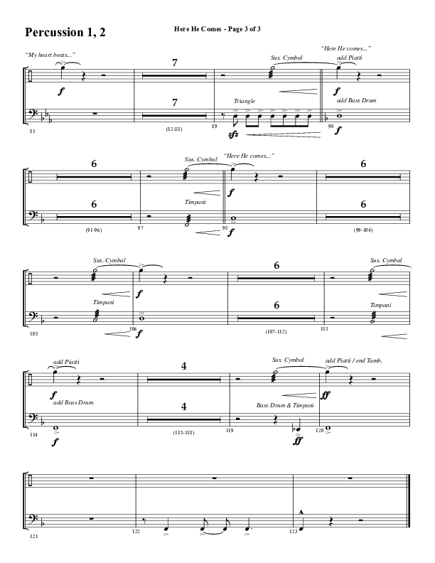 Here He Comes (Choral Anthem SATB) Percussion 1/2 (Word Music Choral / Arr. Cliff Duren)