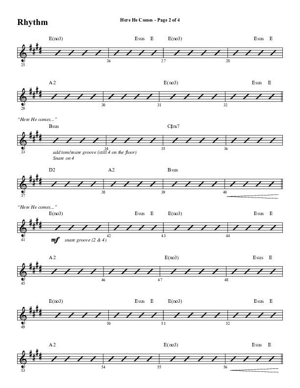 Here He Comes (Choral Anthem SATB) Rhythm Chart (Word Music Choral / Arr. Cliff Duren)