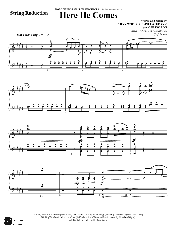 Here He Comes (Choral Anthem SATB) String Reduction (Word Music Choral / Arr. Cliff Duren)