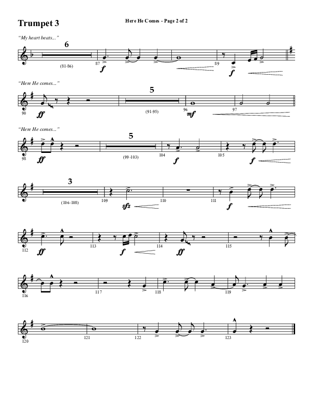 Here He Comes (Choral Anthem SATB) Trumpet 3 (Word Music Choral / Arr. Cliff Duren)