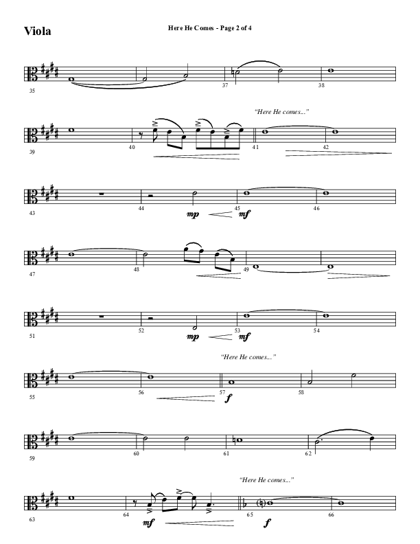 Here He Comes (Choral Anthem SATB) Viola (Word Music Choral / Arr. Cliff Duren)