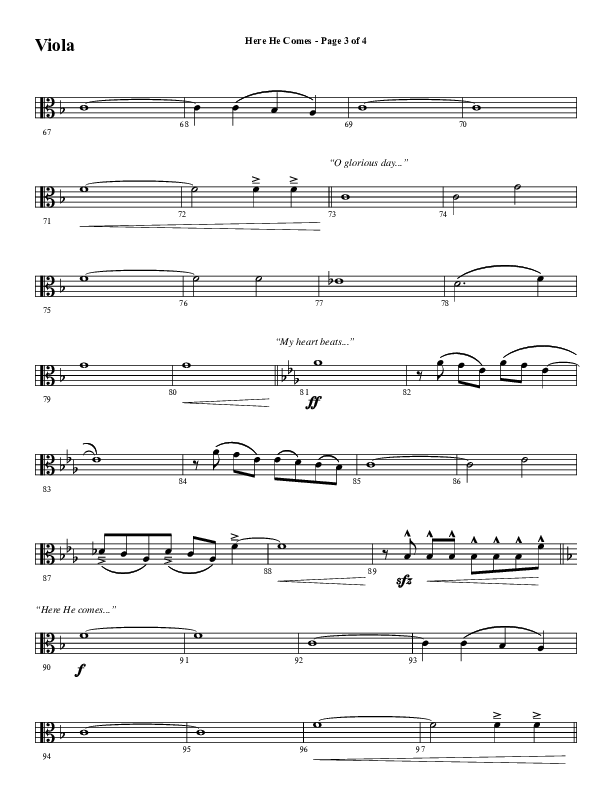 Here He Comes (Choral Anthem SATB) Viola (Word Music Choral / Arr. Cliff Duren)