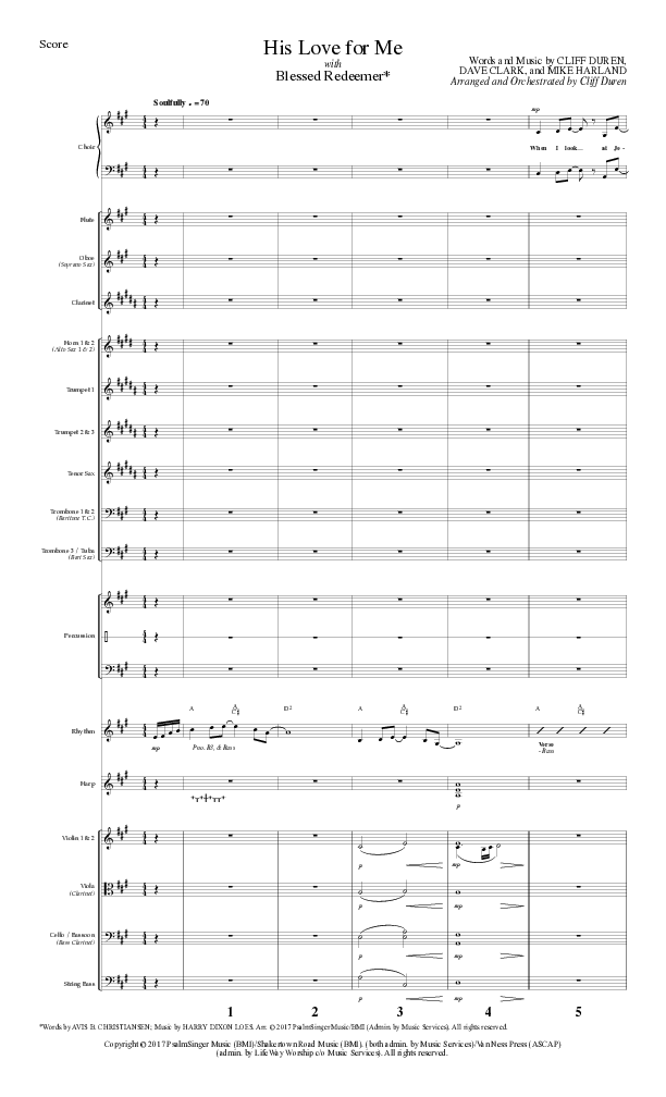 His Love For Me with Blessed Redeemer (Choral Anthem SATB) Conductor's Score (Lillenas Choral / Arr. Cliff Duren)