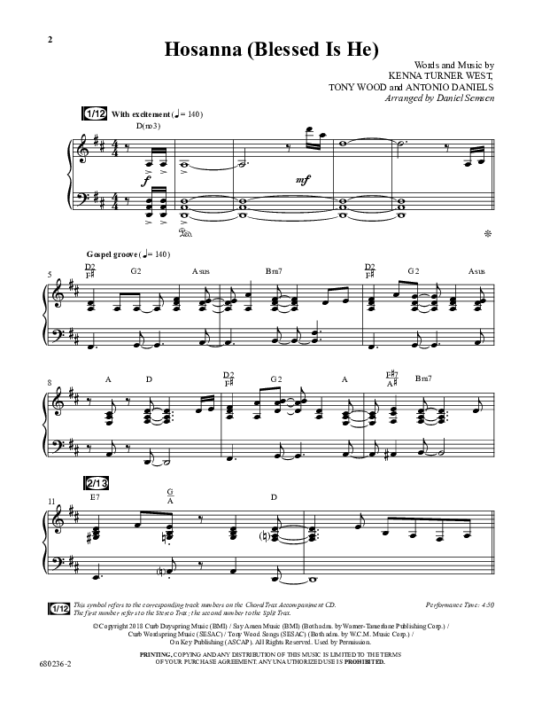 Hosanna Blessed Is He (Choral Anthem SATB) Anthem (SATB/Piano) (Word Music Choral / Arr. Daniel Semsen)