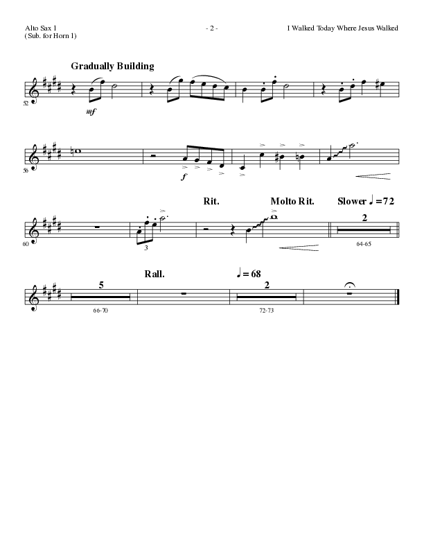 I Walked Today Where Jesus Walked (Choral Anthem SATB) Alto Sax (Lillenas Choral / Arr. Dave Williamson)