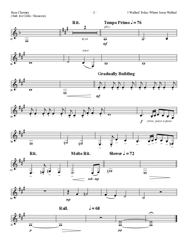 I Walked Today Where Jesus Walked (Choral Anthem SATB) Bass Clarinet (Lillenas Choral / Arr. Dave Williamson)
