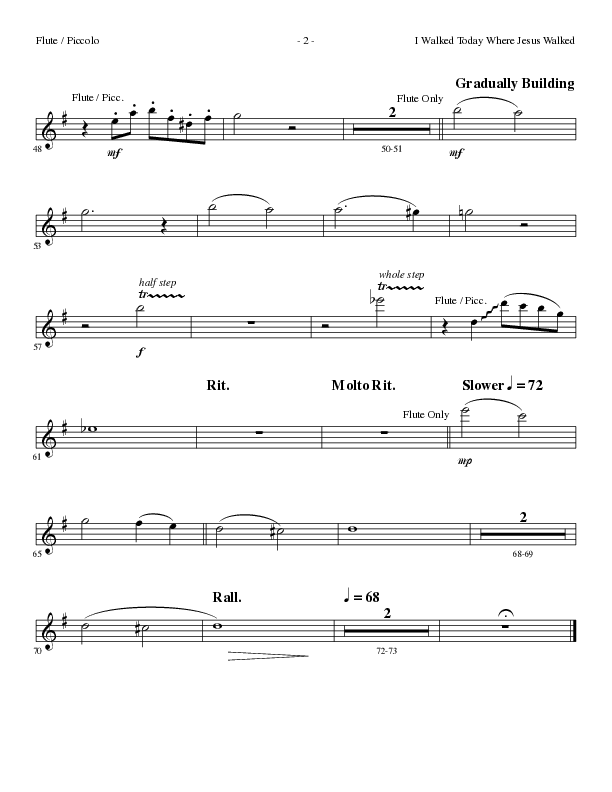 I Walked Today Where Jesus Walked (Choral Anthem SATB) Flute/Piccolo (Lillenas Choral / Arr. Dave Williamson)